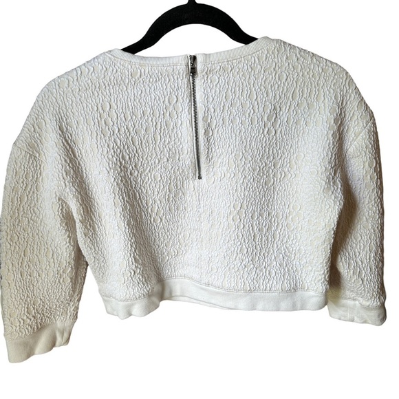 Cream Tibi Cropped Structured Top/Sweatshirt | Size XS - Picture 7 of 7